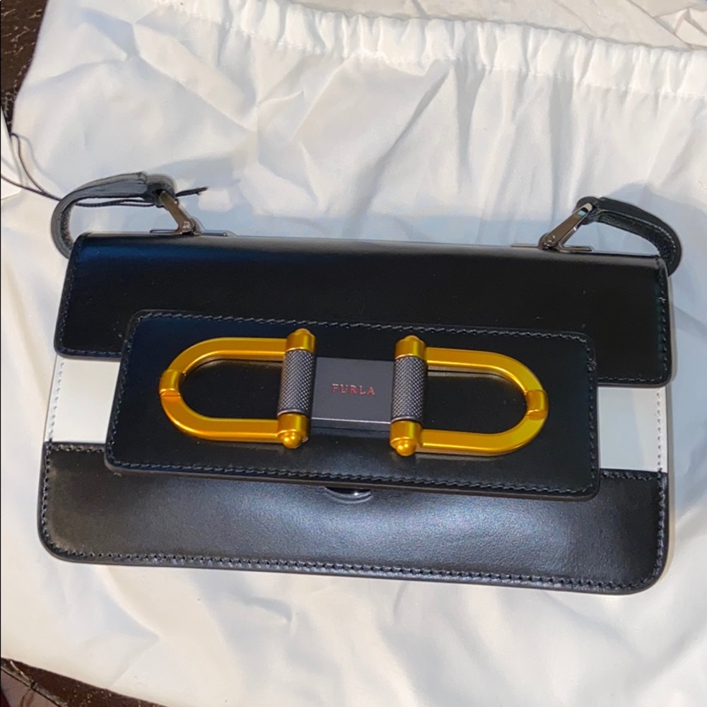 NEW, NEVER USED black and white Furla purse